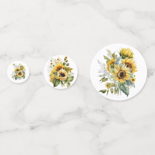 Gele Zonnebloem Boeketten Confetti (Voorkanten)