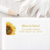 Gele zonnebloem. Botanisch trouwadres Etiket (Insitu)