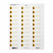 Gele zonnebloem. Botanisch trouwadres Etiket (Full Sheet)