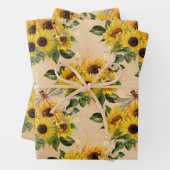 Gele Zonnebloem Bouquet Dragonflies Inpakpapier Vel (In situ)