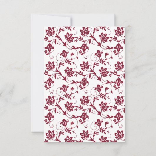 Gele Zonnebloem Bourgondië Damask Wedding RSVP Car (Achterkant)