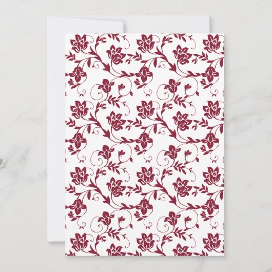 Gele Zonnebloem Bourgondië Damaskbruiloft Kaart (Achterkant)