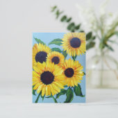 Gele zonnebloem briefkaart (Staand voorkant)