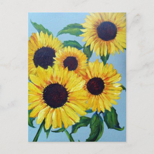 Gele zonnebloem briefkaart (Voorkant)
