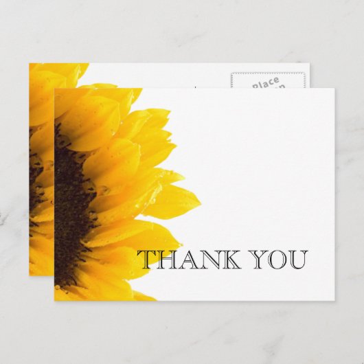 Gele Zonnebloem bruiloft Dank u Briefkaart (Voorkant / Achterkant)