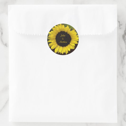 Gele Zonnebloem Bruiloft Sticker (Tas)