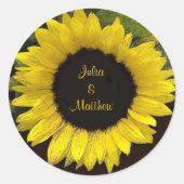 Gele Zonnebloem Bruiloft Sticker (Voorkant)