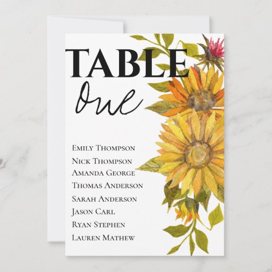 Gele Zonnebloem Bruiloft Tafel Zitgrafiek (Voorkant)