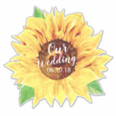 Gele Zonnebloem Bruiloft Waterverf Kiss-Cut Sticker (Voorkant)