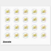 Gele Zonnebloem Bruiloftsdankjeshower Ronde Sticker (Vel)