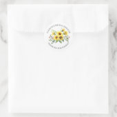 Gele Zonnebloem Bruiloftsdankjeshower Ronde Sticker (Tas)