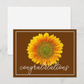 Gele zonnebloem Bruine Achtergrond Felicitaties Briefkaart (Voorkant / Achterkant)
