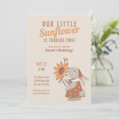 Gele Zonnebloem Bunny Verjaardag Kaart (Staand voorkant)