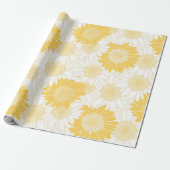 Gele zonnebloem cadeaupapier (Uitgerold)