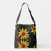 Gele zonnebloem Canvas tas/Zwarte Confetti Crossbody Tas (Achterkant)