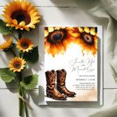 Gele Zonnebloem Cowboy Laarzen Bruiloft Uitnodigin Kaart