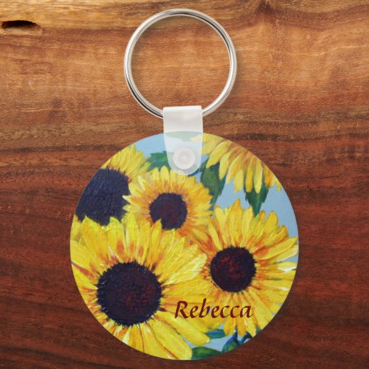 Gele Zonnebloem Custom Sleutelhanger (Voorkant)