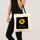 Gele zonnebloem Cute Floral Black, gepersonaliseer Tote Bag (Voorkant (product))