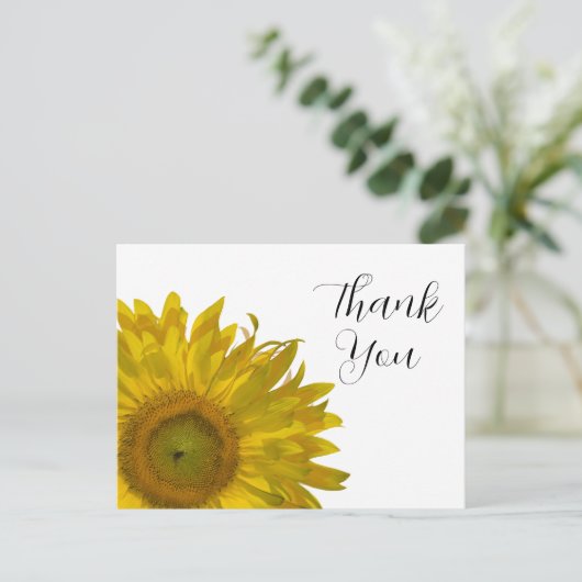 Gele zonnebloem Dank u Briefkaart (Staand voorkant)