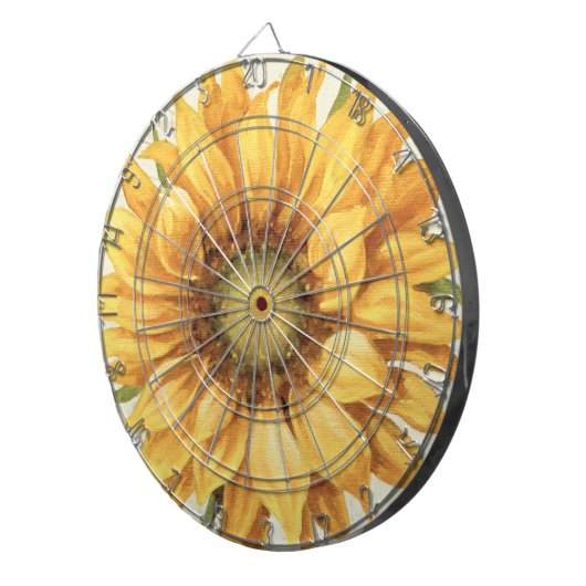 Gele zonnebloem dartbord (Voorkant Rechts)