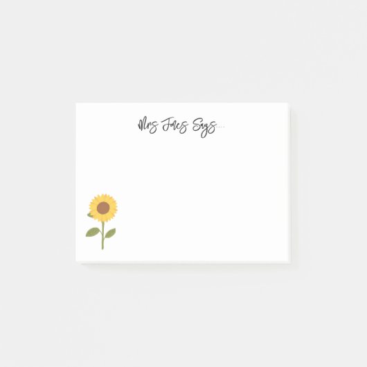 Gele zonnebloem die me helpt leraar te kweken post-it® notes (Voorkant)