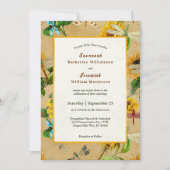 Gele Zonnebloem Dragonflies Weddenschap Kaart (Voorkant)