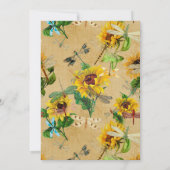 Gele Zonnebloem Dragonflies Weddenschap Kaart (Achterkant)