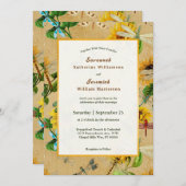 Gele Zonnebloem Dragonflies Weddenschap Kaart (Voorkant / Achterkant)