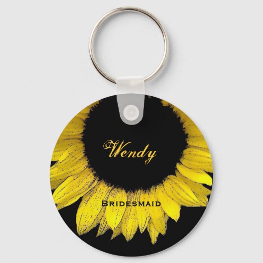 Gele zonnebloem E050 Sleutelhanger (Voorkant)