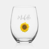 Gele Zonnebloem Elegant Bloemen Botanisch Wijnglas Zonder Voet (Voorkant)