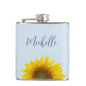 Gele zonnebloem Elegant, gepersonaliseerd Heupfles (Voorkant)