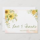Gele zonnebloem Elegant Love & Bedankt Wedding (Voorkant)