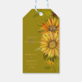  gele zonnebloem elegante bloemenbruiloft cadeaulabel (Voorkant)