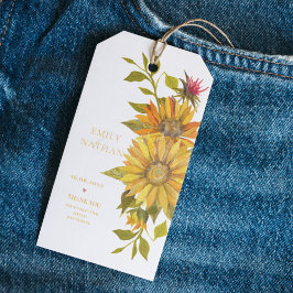  gele zonnebloem elegante bloemenbruiloft cadeaulabel