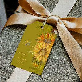  gele zonnebloem elegante bloemenbruiloft cadeaulabel