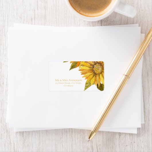 gele zonnebloem elegante bloemenbruiloft etiket (Insitu)