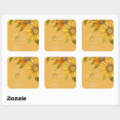  gele zonnebloem elegante bloemenbruiloft vierkante sticker (Vel)