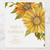 gele zonnebloem elegante bloemenbruiloft wijn etiket (Enkel label)