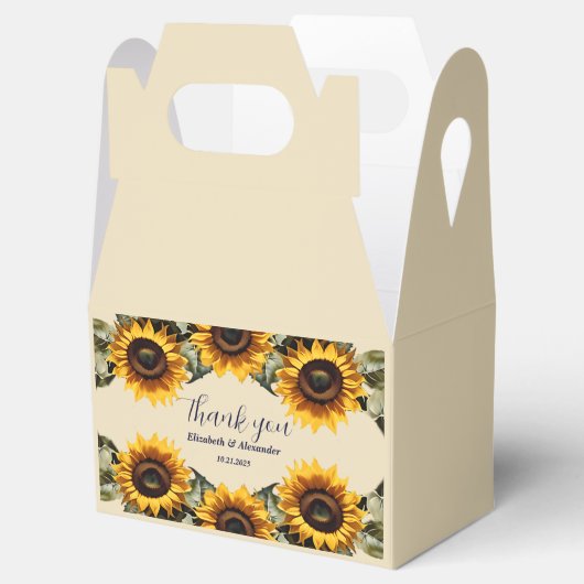  gele zonnebloem elegante bruiloft bedankdoosjes (Geopend)