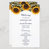 Gele zonnebloem elegante bruiloft programma (Voorkant / Achterkant)