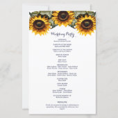 Gele zonnebloem elegante bruiloft programma (Achterkant)