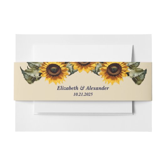  gele zonnebloem elegante bruiloft uitnodigingen wikkel (Voorkant Voorbeeld)
