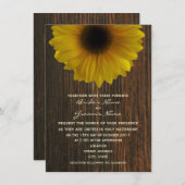 Gele zonnebloem en Barnwood Fall Wedding Kaart (Voorkant / Achterkant)