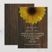 Gele zonnebloem en Barnwood Fall Wedding Kaart (Voorkant / Achterkant)