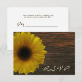 Gele zonnebloem en Barnwood Fall Wedding RSVP (Voorkant / Achterkant)