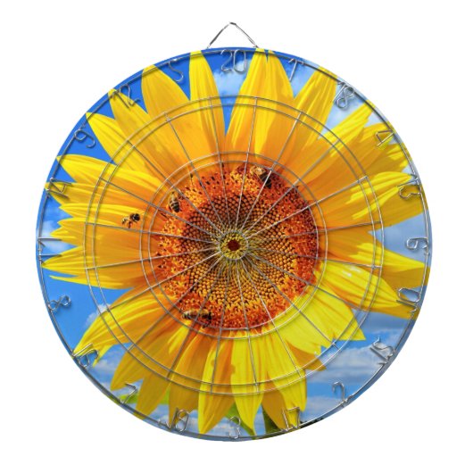 Gele Zonnebloem en Bijen Dart Board Dartbord (Voorkant)