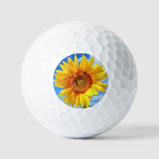 Gele Zonnebloem en Bijen Golf Ballen (Voorkant)
