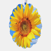 Gele Zonnebloem en Bijen Kerst Ornament Kaart (Links)