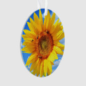 Gele zonnebloem en bijen kerstversiering ornament (voorkant)