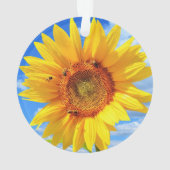 Gele zonnebloem en bijen kerstversiering ornament (achterkant)